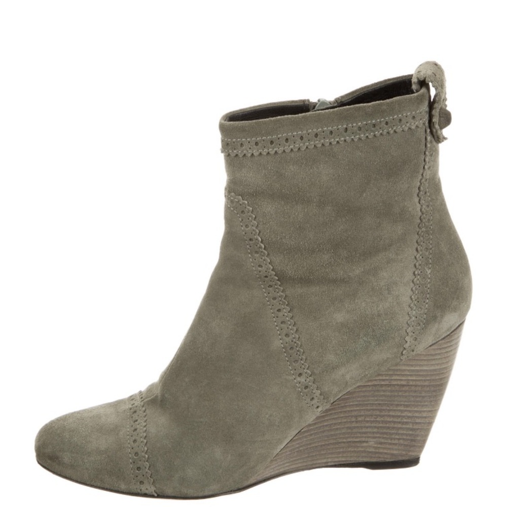 BALENCIAGA SUEDE WEDGE ANKLE BOOTIES EU 39.5 OLIVE GREEN - Picture 2 of 4